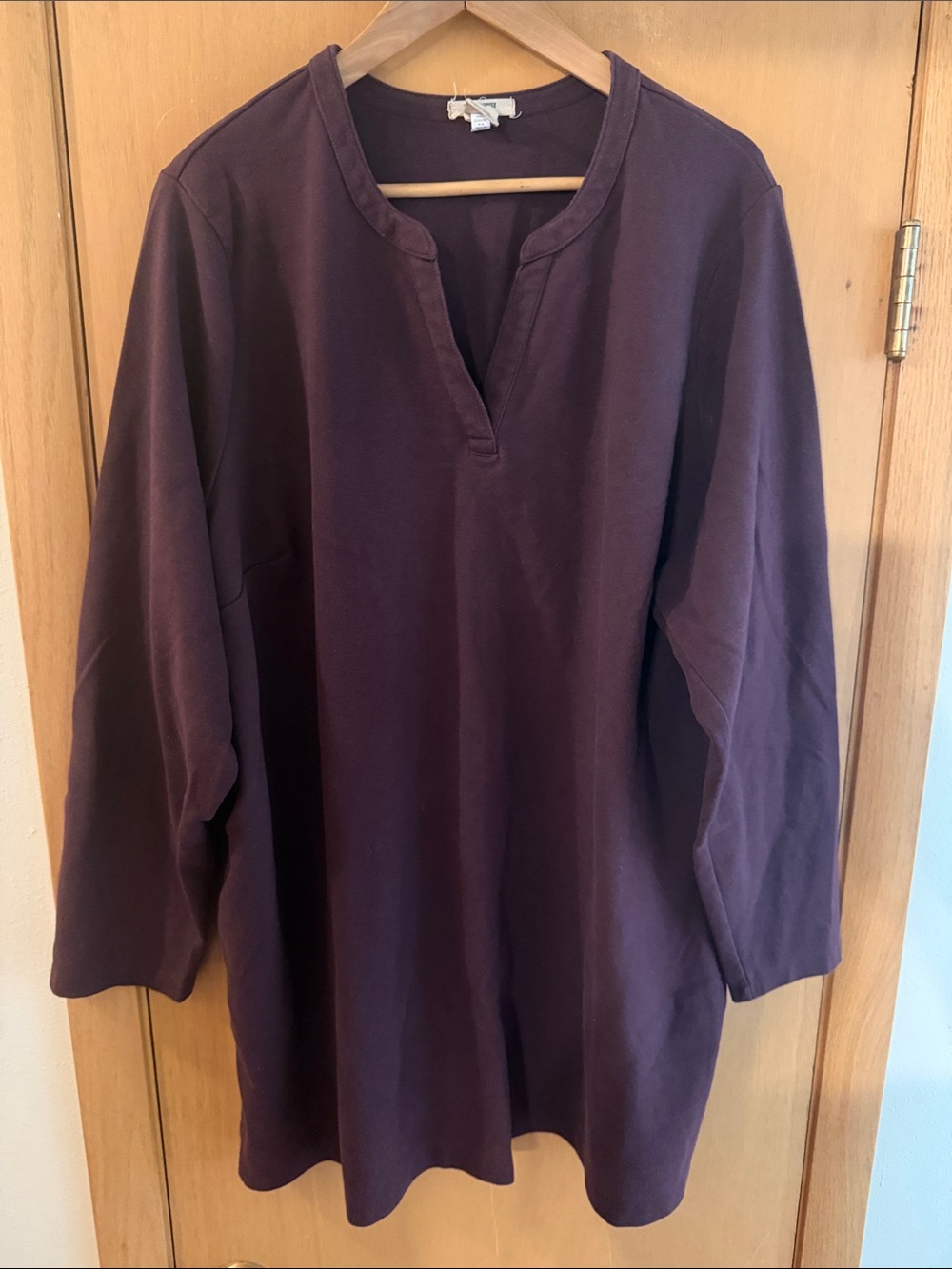 Duluth Company Women’s Ponte Pro Split-Neck Tunic Top Burgundy Plus Size 3X